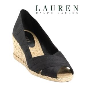 Lauren Ralph‎ Lauren Black Cecilia Wedge Espadrilles - Size 9B